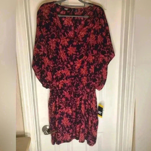 Women's Lands' End Gathered Waist Kaftan Swim Cover-Up Dress size M/L - Picture 2 of 13